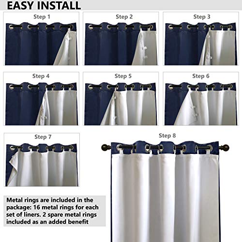 Driftaway Thermal Insulated 100 Percent Darkening Blackout Curtain Liner 2 Panels Each Liner Size 50 Inch By 80 Inch Rings Included Off White Panel #TOP3