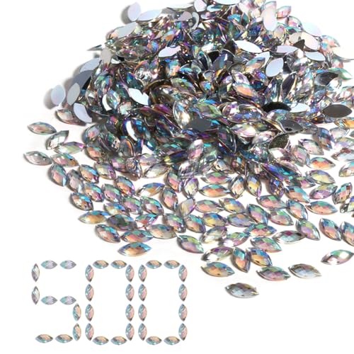 La Mejor Recopilación de Cristal Tornasol los 10 mejores. 46 500 diamantes de imitación acrílicos con forma de ojo de caballo, vidrio transparente, parte trasera plana, piedras de lujo para collar, ropa, decoración de vestido de boda, 7 x...