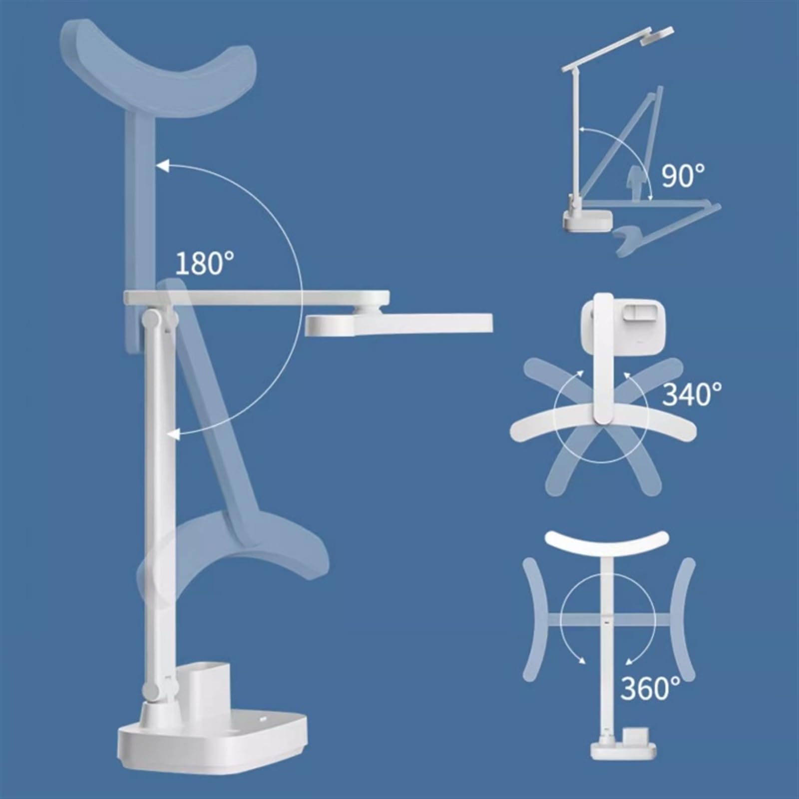 Lampe de bureau LED Lampe de bureau, lampes de bureau en forme d'arc lunaire for le bureau à domicile, lampe de bureau LED à commande tactile avec porte-stylos amovibles, 3 couleurs de lumière et grad
