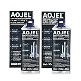 AOJEL 2-Part Epoxy Adhesive – Heavy-Duty Metal Repair Glue for Steel, Aluminum, Plastic & Concrete – Automotive, Radiator & Fuel Tank Fixes – Waterproof, Fuel & Heat Resistant – 2-Pack (3.38oz Total)
