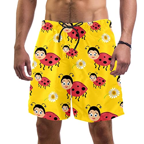 Maillots de bain hommes JDEZ à fleurs et coccinelles pour la plage