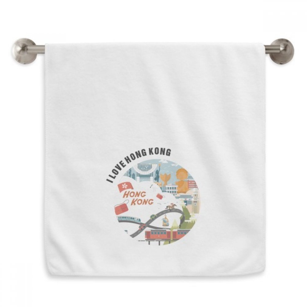 Serviette Hong Kong dessin animé 33x74 cm en coton blanc doux pour le visage