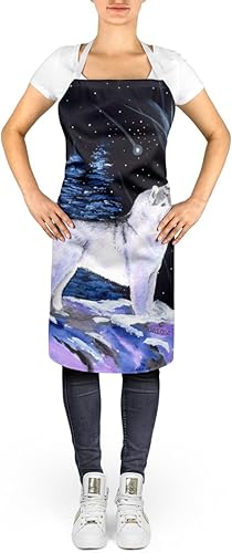 Miniatura 2 de Caroline's Treasures SS8400APRON Starry Night Siberian Husky Delantal de Cocina, Servidor de Cocina, Hornear Manualidades Jardinería para Adultos