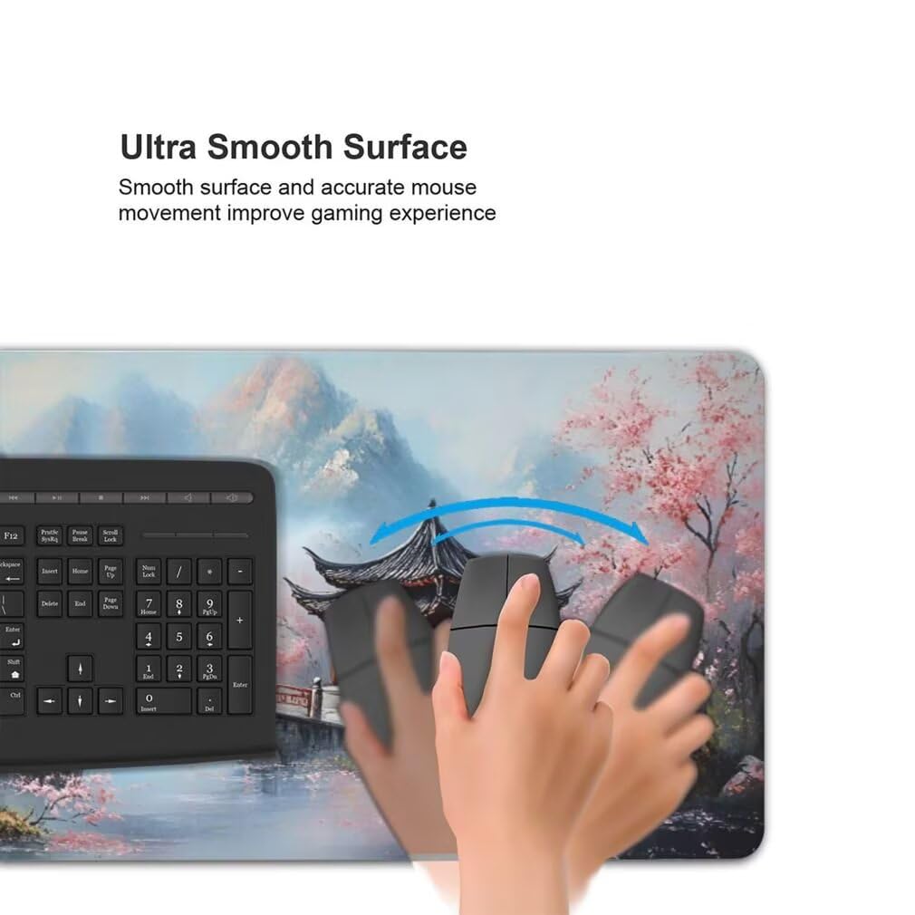 Alfombrilla Raton XXL 1000 x 500 x 3 mm, Mouse Pad Grande Gaming, Alfombrilla de Raton Japonés Mousepad Lavable Desk Mat para Juegos Y Oficina, Impermeable y Antideslizante (Torre Puente) -MP737