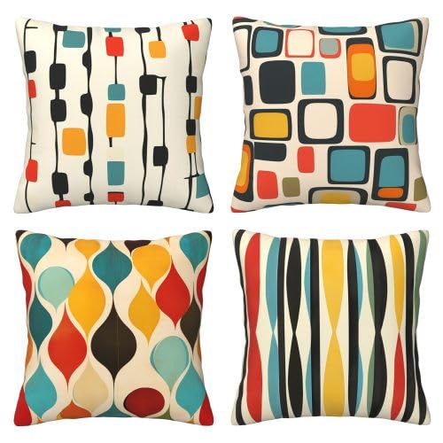 Worltoldb Mid Century Linen Pillow Covers Set of 4 18x18