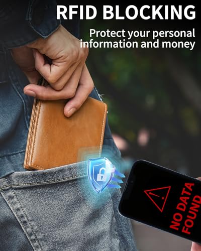 Image of Artpaxy Mens Wallet Bifold Genuine Leather RFID Blocking Wallet for Men with 1 ID Windows 13 Card Holders 2 cash pockets 1 Gift Box
