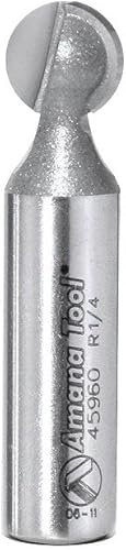 Amana Tool - 45960 extremo de bola con punta de carburo 14 de radio x 716 de diámetro x 12 vástago