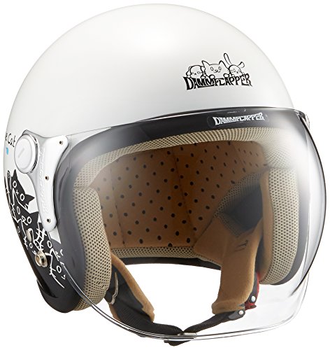 【美品】ダムトラックス　猫ヘルメット　猫デザイン 赤字超特価，大得価】 【DAMMTRAX】猫デザイン ジェットヘルメット