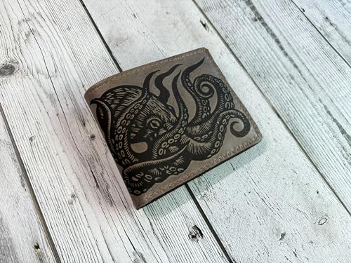 Mayan Corner KRAKEN7-3DB-SM Kraken Leather Bifold Wallet, Monster Art Leather Gift Ideas thumb #5