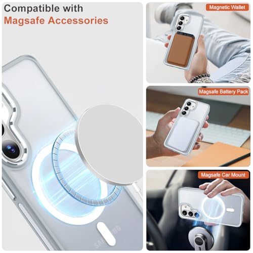 Image of MALEWOLF Case for Samsung Galaxy S26 Plus, Compatible with Magsafe, Translucent Cover [Military Grade Shockproof] [Anti-Slip Edge], Color Hybrid Magnetic Case for Galaxy S26+ (Grey /White)