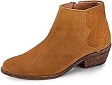 Frye Carson Piping Booties for Women Made from Soft Full-Grain Leather with Signature Western-Inspired Piping Detail and Supple Leather Lining – 4” Shaft Height, Bronze - Suede - 8.5M