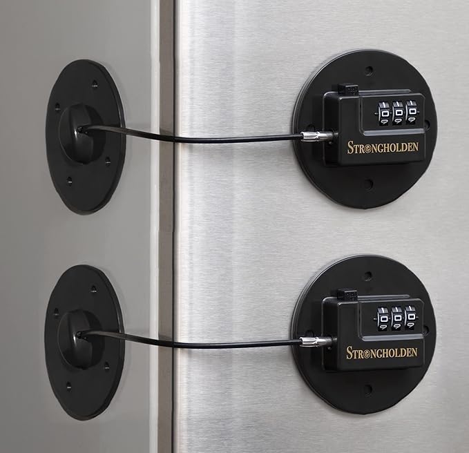 ZEKAROUL Fridge Lock Combination, Refrigerator Lock for Kids Fridge Locks for Kids - Freezer Lock for Mini Washer Cabinet Drawer Window Door Lock (Black & Round)