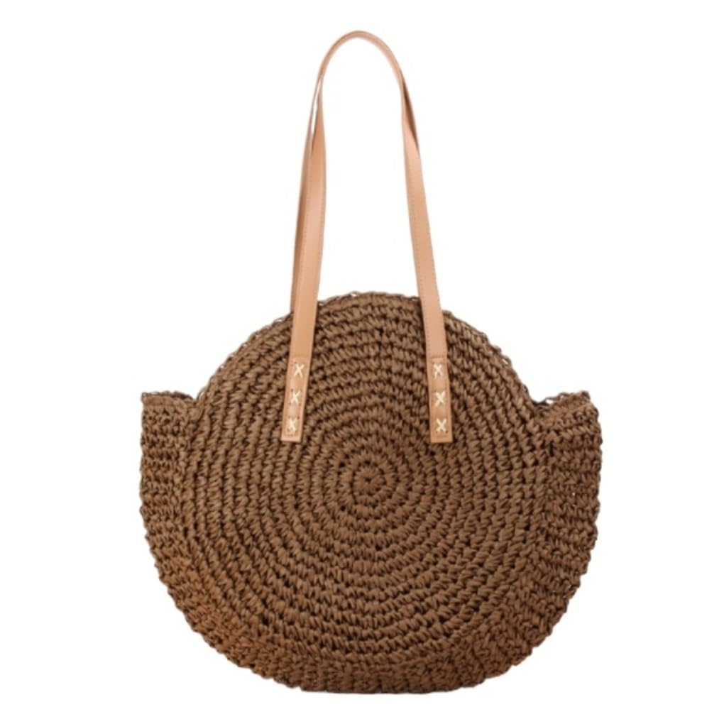 Korbtaschen Damen Sommer Strohtasche Big Weave Handtaschen Strand Umhängetaschen Berufung Tote Sommer Strand Geldbörse(C)