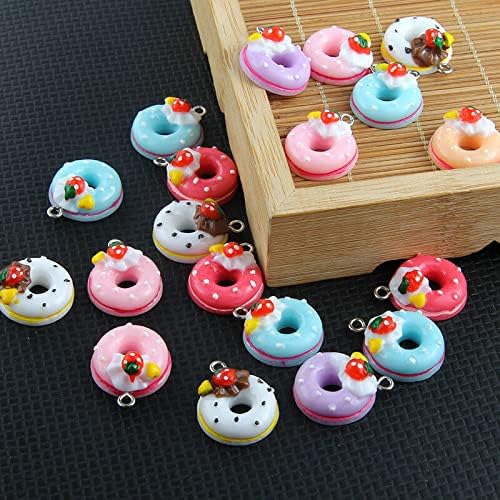 Acxico 20Pcs Multi-color Resin Doughnut/Cake Charms Pendants Fit DIY Necklace Jewelry - Image 4