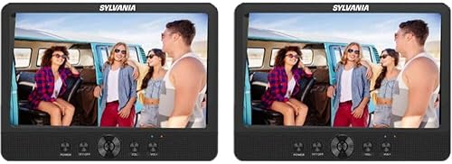 SYLVANIA SDVD1082 10.1 pulgadas portátil de doble pantalla 720p HD DVD y reproductor multimedia con correas de montaje