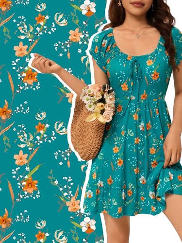 Image of HUHOT Teen Petite Women Floral Short Summer Mini Dresses with Pockets Cute Milkmaid Sundress 2026