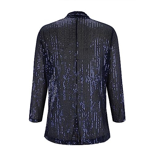 GOKKILRW Womens Open Front Sequin Coat Glitter Sparkly Las Vegas Vacation Blazer Party Club Cocktail Jacket Concert Outfits3