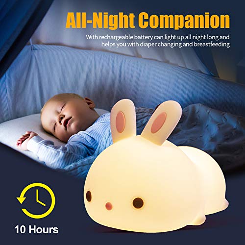 Mubarek Night Light For Kids, Bunny Lamp Cute Lamp, 16 Colors Kids Night Lights For Bedroom, Rechargeable Baby Night Light Lamp, Cute Stuff For Teen Girls Toddler Night Lights For Kids Room,Cute Gifts #TOP4