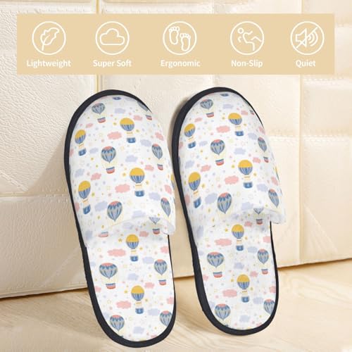Hot Air Balloon Print Women'S Fuzzy Slip On Indoor Outdoor Winter House Slippers3