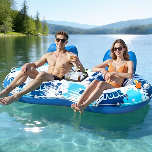 JOSEN Inflatable River Tube Float - 2 Person Heavy Duty River Float, Pool Floats Adult, Lake River...