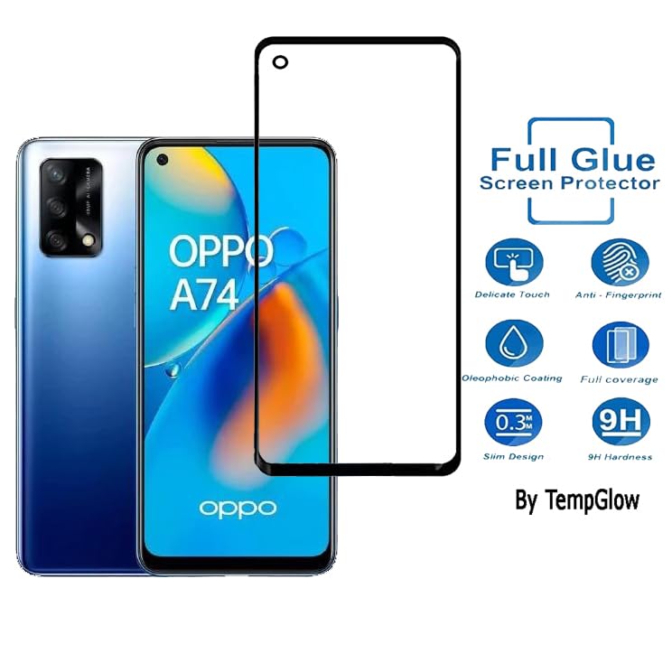 Image of Screen Protector for Oppo A74 4G (Black) Tempered Glass Edge-to-Edge 6D Screen Guard With Installation Kit