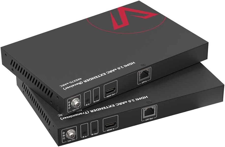 HDMI 2.0 eARC Extender, 4K@60Hz Over CAT5e/6/6a/7 Ethernet Cable up to 230ft/70m, Enhanced ARC, PCM 7.1 & HBR Audio, HDCP2.3, CEC, PoC & IR, Atmos & DTS-X, HDR Dolby Vision, AV Access ARC Extender