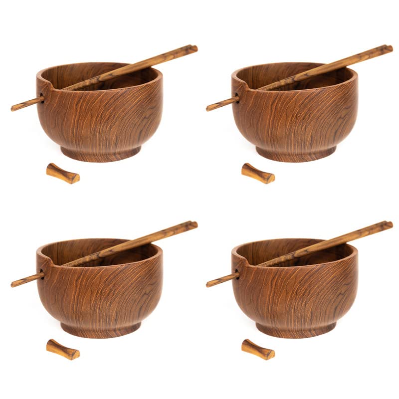 Rainforest Bowls Lot De 4 Grands Bols En Bois De Teck Javanais à Côté Droit De 17,8 Cm - Parfaits Pour Un Usage Quotidien, Adaptés Au Chaud Et Au