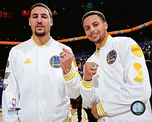 Klay Thompson & Stephen Curry 2015 NBA Championship Rings Posed Photo (Size: 20" x 24")