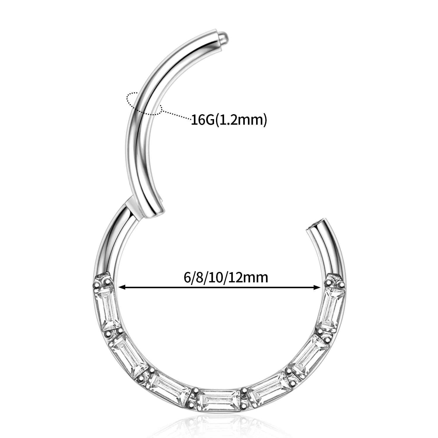 AROWRO 18G 16G 14G Nose Hoop Ring Septum Clicker Earrings CZ Opal Cartilage Conch Helix Tragus Hoop Earrings Daith Piercing Jewelry 316L Surgical Steel — view 3