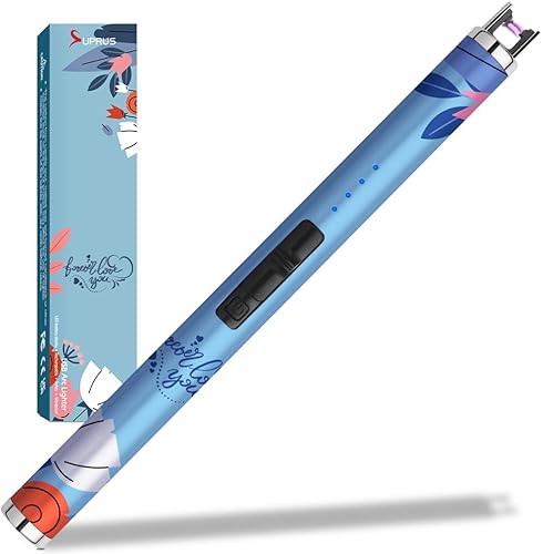 SUPRUS Encendedor de velas de arco USB tipo C, encendedor eléctrico con pantalla LED mejorada, interruptor de seguridad recargable, sin llama,