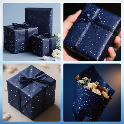 Image of Blue Glitter Tissue Paper for Gift Bags 36 Sheets 14x20 Inch - Recyclable Wrapping Paper for Weddings, Birthdays, Party & Festival Decorations DIY Craft Supplies