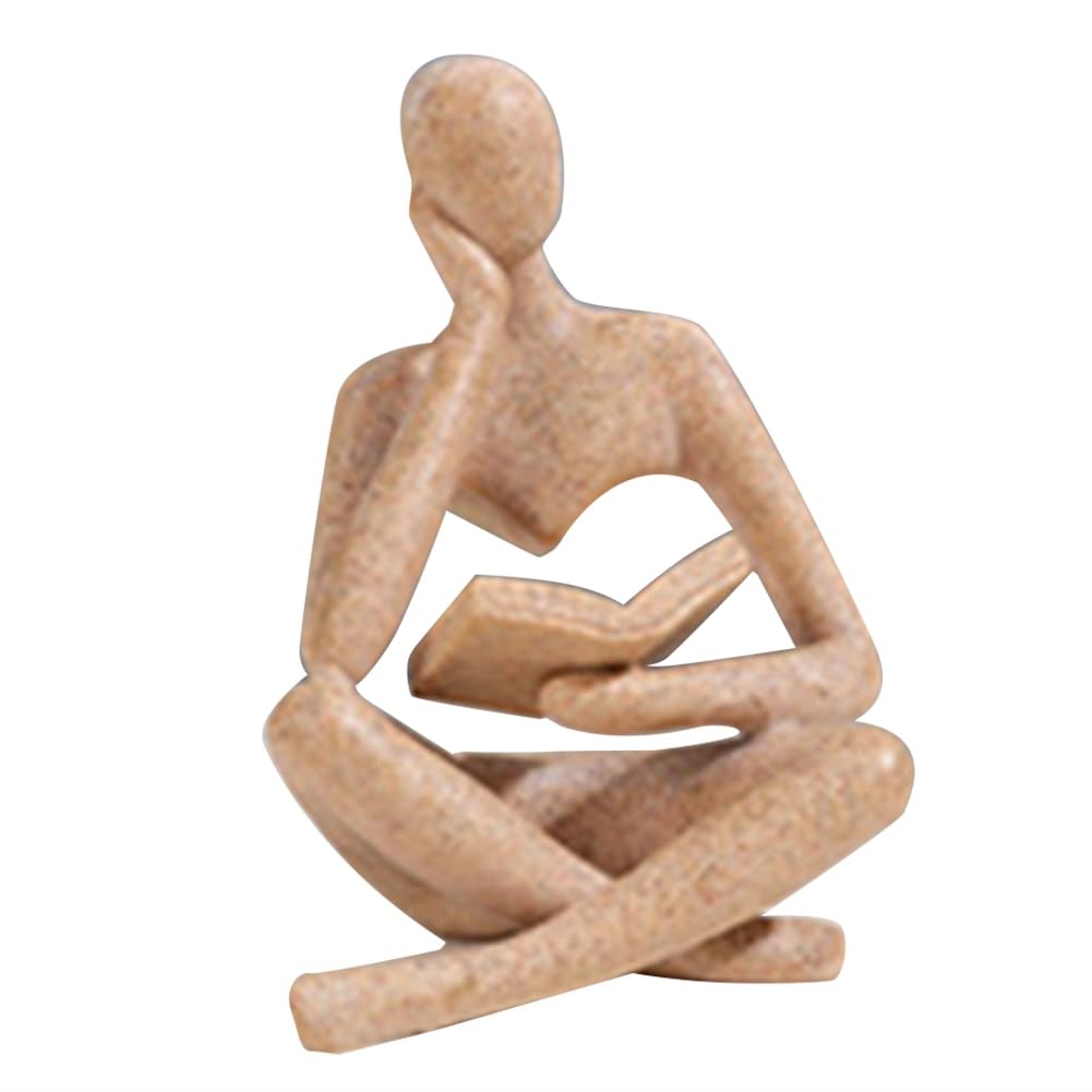 CTRLZS Thinkers Sculptures,Sandstone Thinkers Resin Statue Reading Ornament,Thinkers Sculpture Decoration, Modern Book Decor Easy Install B