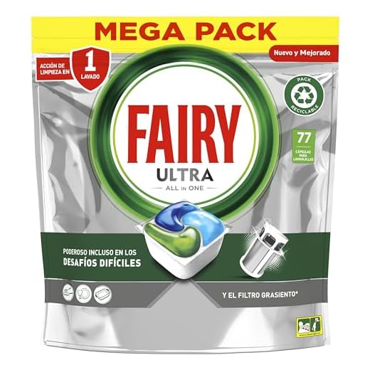 Fairy Platinum Todo en 1, Pastillas Lavavajillas, 77 Capsulas, Limpia Incluso la Grasa de los Filtros, Aroma Fresco y Limpio, Mega Pack