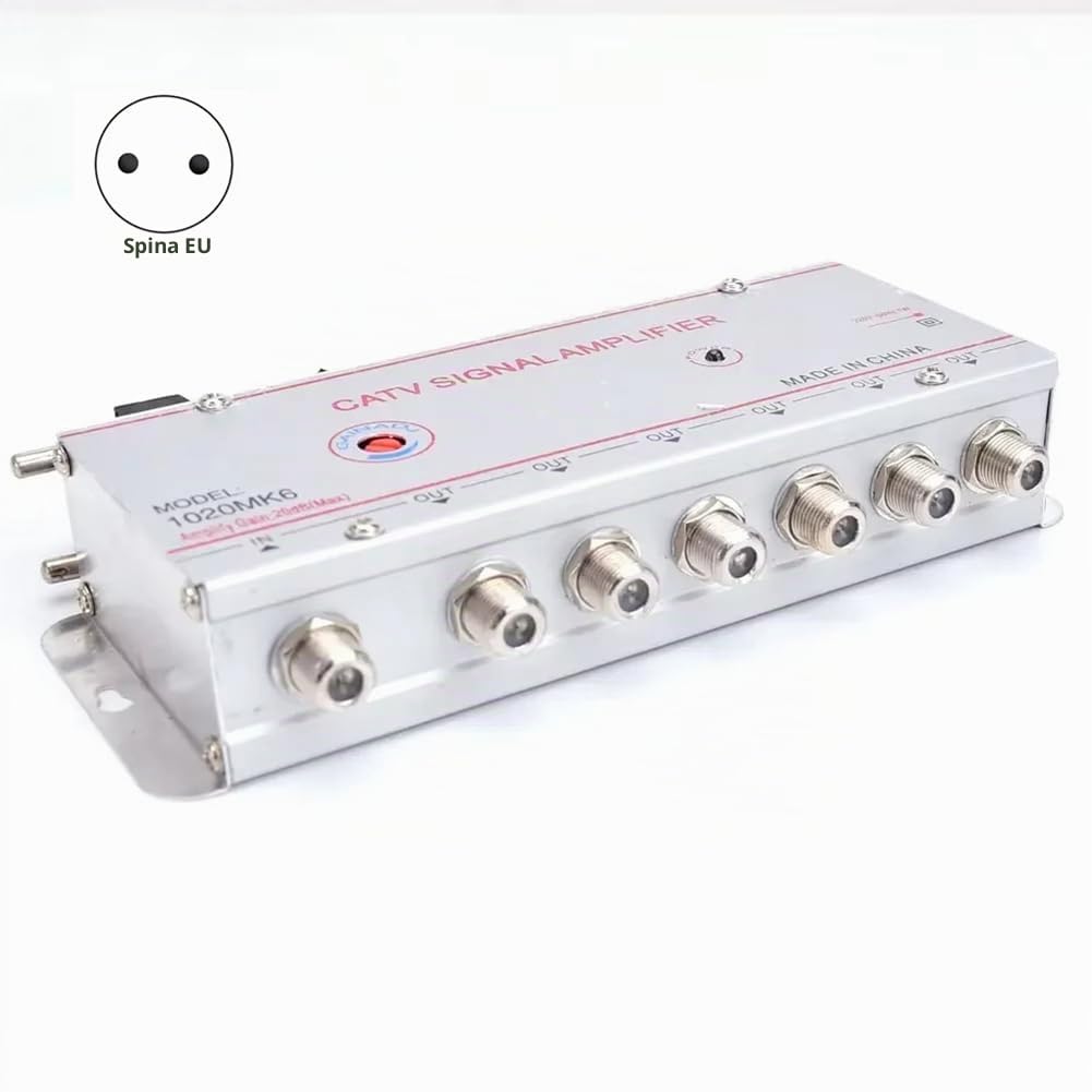 Amplificatore di segnale interno per splitter di segnale TV via , apparecchiature TV domestica 45 MHz a 860 MHz, 1 ingresso 6 uscite, spina EU