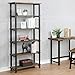 Alaterre Furniture Pomona 70" Tall 5-Shelf Solid Reclaimed Wood & Metal Bookcase, Durable Brown Lacquer Finish, Perfect for Home Office, Living Room or Bedroom, 12"H with Nylon Floor Levelers