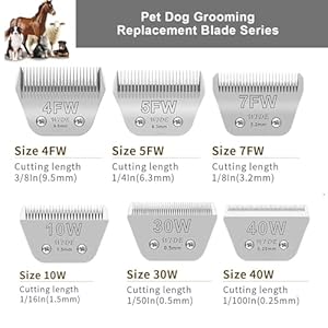 7FW Wide Blades for Dog Grooming Blades Compatible with Andis,Oster A5,Wahl km10 Dog Clippers,Size-#7FW, 1/8-Inch Cut Length (3.2mm)(2pcs #7FW)