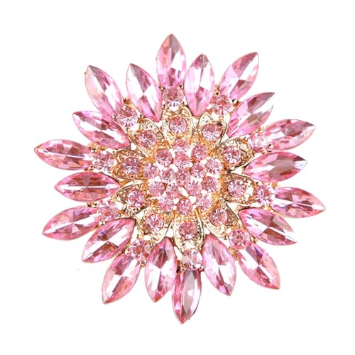 Image of Rhinestone Sunflower Brooch Pin for Women Red Black Purple Large Flower Broochs Snowflake Brooch Marquise Wreath Brooches Jewelry