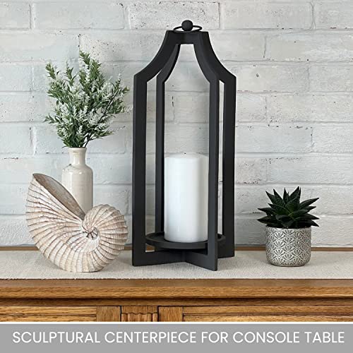 Cibeni Floor Candle Holders - 23" Large Outdoor Lantern - 3 Wick Candle Holder Large Floor Lantern - Floor Decor For Living Room - Large Lantern Gray Black Lantern Decor - Farmhouse Lantern #TOP2