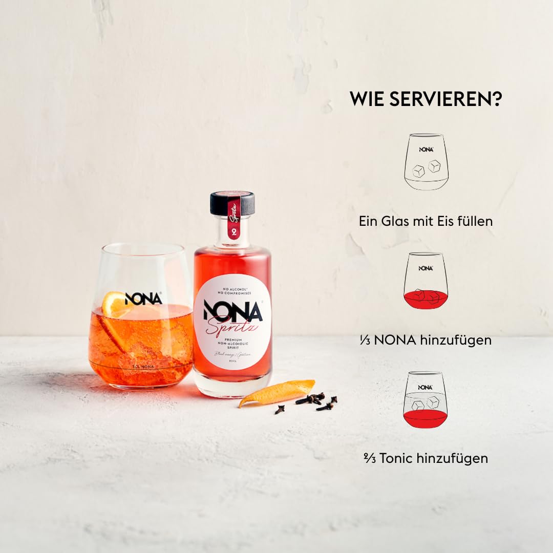 NONA Geschenkset Alkoholfrei – 3x20cl Spirituosen (June, Spritz, Ginger) + Rezeptheft – Edles Tasting-Set ohne Alkohol – Perfekt zum Verschenken & Ausprobieren