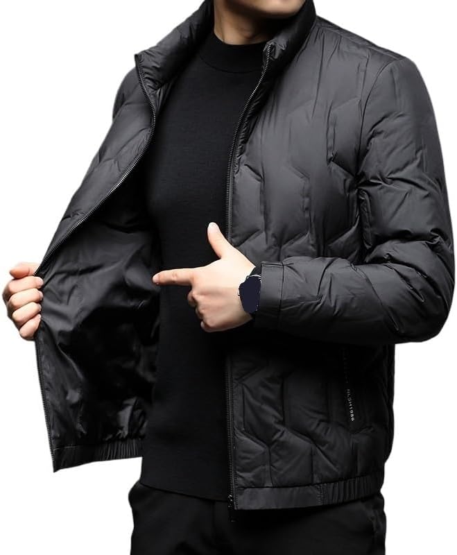 Mens Bonded Stand‑Collar Down Jacket Winter Business Casual Warm Insulated Puffer Jackets Coat