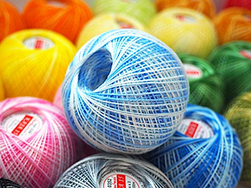 Cotton Crochet Yarn Gradient Colors Double Mercerized Thread 220yd/200m Ball 1.05oz/30g Knitting Tatting Emroidery Size 15 (Multi Black 349) - Image 2