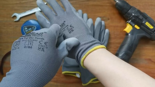 Guanti Da Lavoro In Maglia Con Palmo In PU - 12 Paia, Taglia L, Leggeri E Traspiranti, Nero - Foto 6