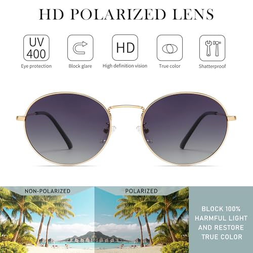 SUNGAIT Vintage Oval Sunglasses for Women Polarized UV400 Protection Elegant Metal Frame3
