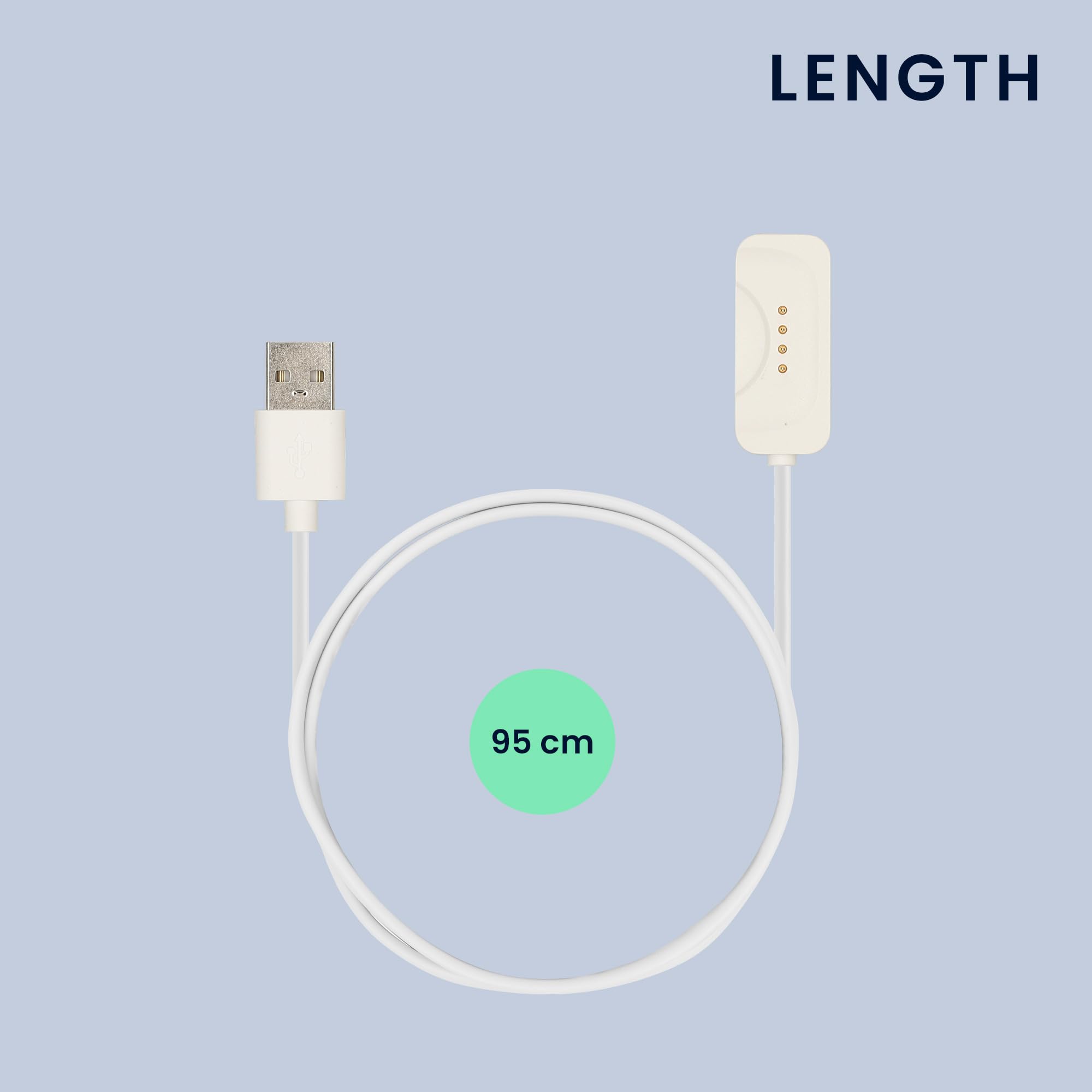 kwmobile Kabel do ładowania USB kompatybilny z OnePlus Watch 2 / Watch 3, kabel do ładowania smartwatcha, matowy biały