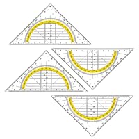 Geodreieck Grundschule 4 Stück Transparentes Geometriedreieck aus bruchsicherem Kunststoff mit gelber Skala Hilfslinien stabil Winkelmesser für Büro oder Schule Geschäftsräume (4 Stück Ohne Griff)
