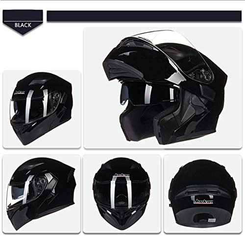 Helm für Motorräder Full-Face Motorcycle Helmet Tragbarer Integralhelme Flip-up Motorradhelm Zertifizierung von DOT (Gloss schwarz, XXL)