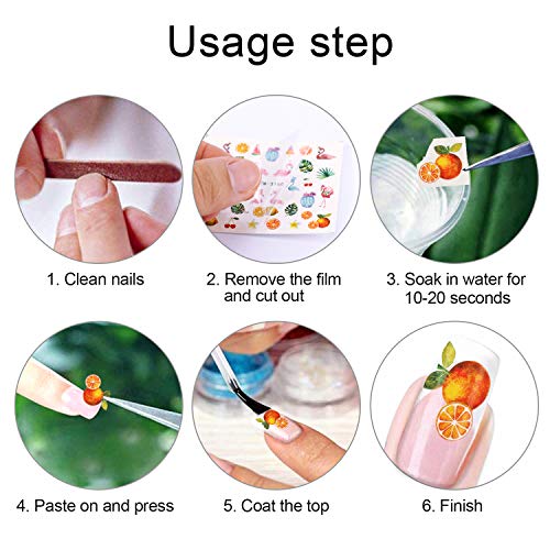 PHOGARY 60 Sheets Flower Nail Decals (Wasserrutsche Nagelaufkleber) für Frauen Mädchen Gel Nails Art Design - Flower… – Bild 6