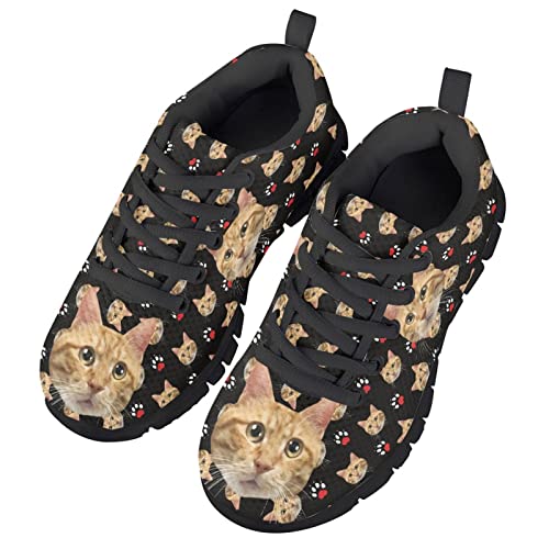 Yzaoxia Kids Tennis Shoes Girls Breathable Walking Shoes Lace Up Animal Print Shoes Lightweight Athletic Shoes Black Sole Size 11-53
