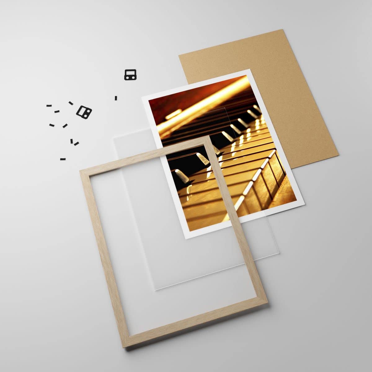 ARTTOR Poster Wandbild Kunstdruck 50x70cm Musik - 2200 - P2N | Klavier Konzert Vertikal mit hellem Eichenrahmen Wohnzimmer Schlafzimmer Küche Büro Wanddeko Kunstposter ARTTOR