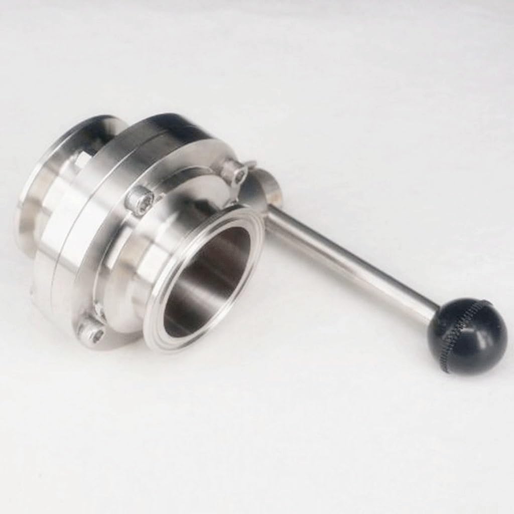 Vanne papillon sanitaire en acier inoxydable SS304 de 2in / 51 mm / 2in, 5,1 cm à trois pinces, pour brassage maison, bière, produits laitiers
